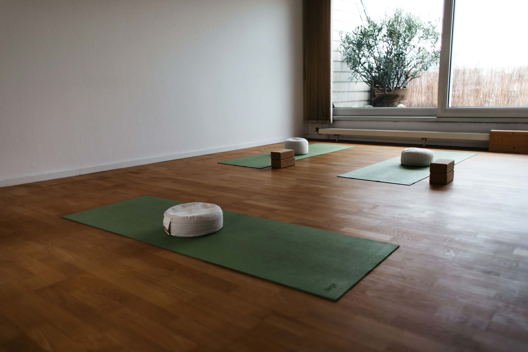 Das Studio der Samtosa Yogaschule in Köln Ehrenfeld mit Matten